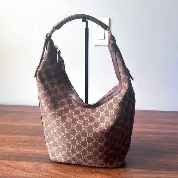 Gucci Vintage Monogram Canvas and Leather Hobo Bag - Picture 1 of 14